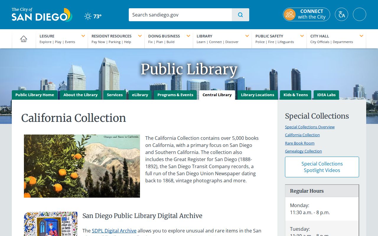 Lemon Grove directory California Collection holdings